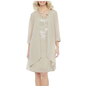 Maya Brooke 3/4 Sleeve Embroidered Jacket Dress/size 14/topaz/nwt